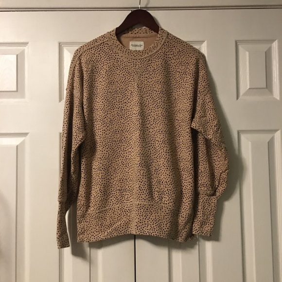 Abercrombie & Fitch Tops - Abercrombie & Fitch Leopard Split Hem Terry Tunic Crew Sweatshirt XXS